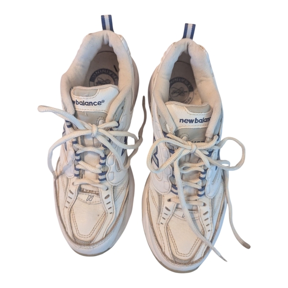 New Balance 407 White Blues Leather Athletic Walking Shoe Womens 7.5B - Picture 9 of 11